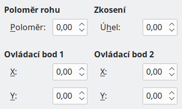 Karta Naklonění a poloměr rohu