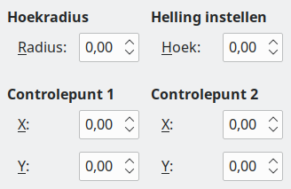 tabblad Helling en hoekradius