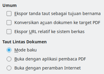 Citra Dialog Pilihan Tautan Ekspor PDF