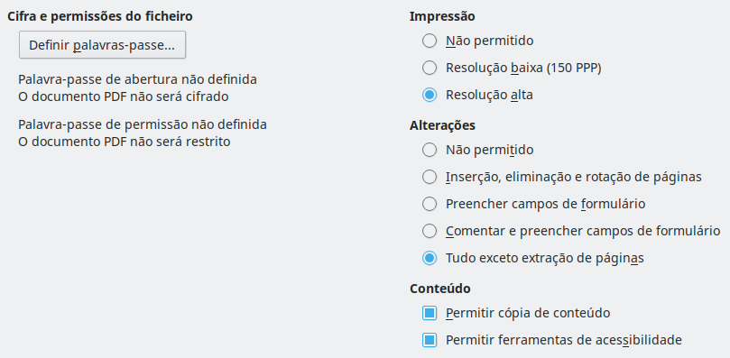 PDF Export Security Options Dialog Image