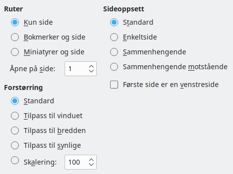Alternativer for Eksportalternativer