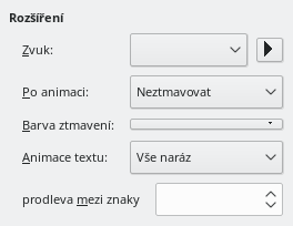 Dialogové okno Efekty animace