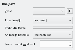 Slika pogovornega okna Napredni učinki animacije