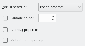 Slika pogovornega okna Animacija besedila