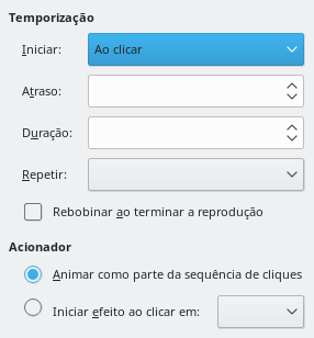 Caixa de diálogo Temporização