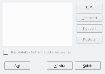 Ekraanipilt kohandatud slaidiseansi dialoogist