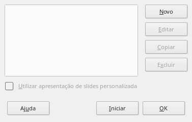Caixa de diálogo apresentação de slides personalizada