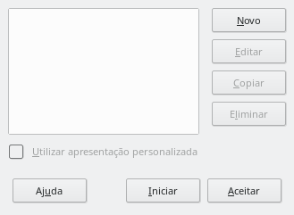 Caixa de diálogo Apresentação personalizada