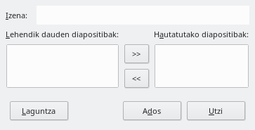 Diapositiba-aurkezpen pertsonalizatuak definitzeko elkarrizketa-koadroa