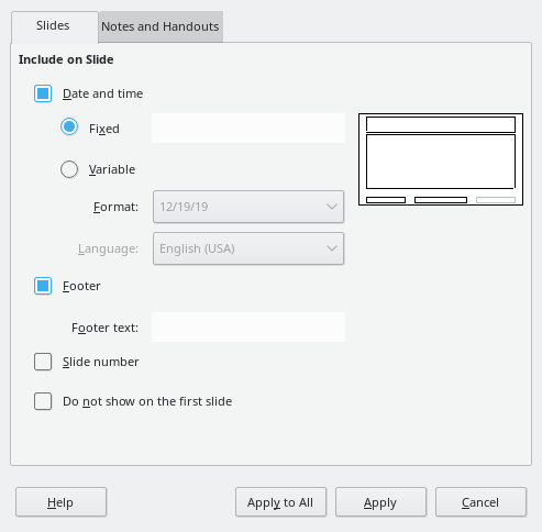 Header Footer Dialog