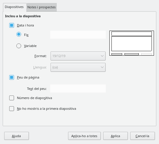 Diàleg Capçalera i peu de pàgina