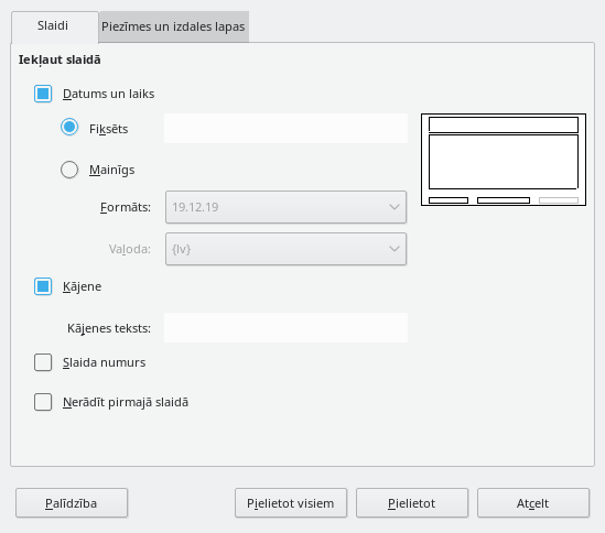 Header Footer Dialog