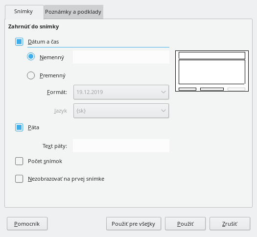 Header Footer Dialog