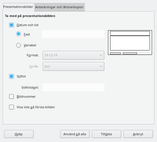 Header Footer Dialog
