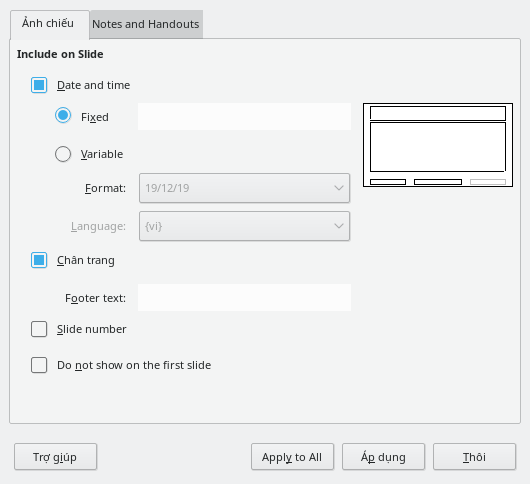 Header Footer Dialog