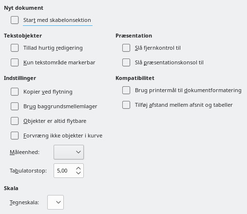 Billede af Impress-dialogen indstillinger – Generelt
