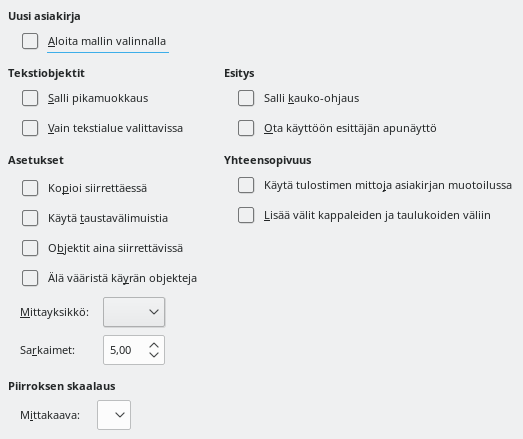 Impress General Options Dialog