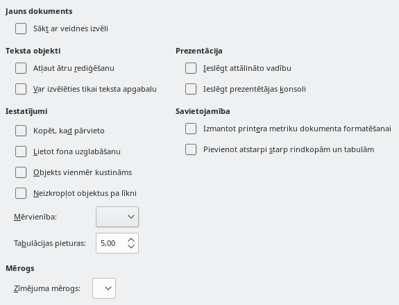 Impress General Options Dialog