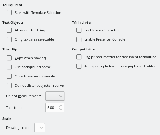 Impress General Options Dialog