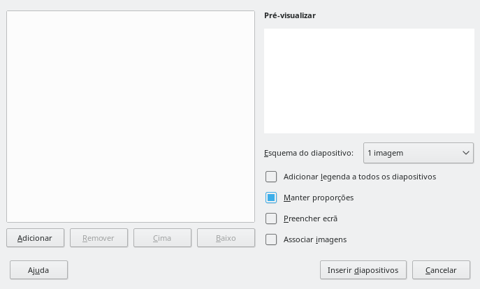 Caixa de diálogo Álbum de fotos