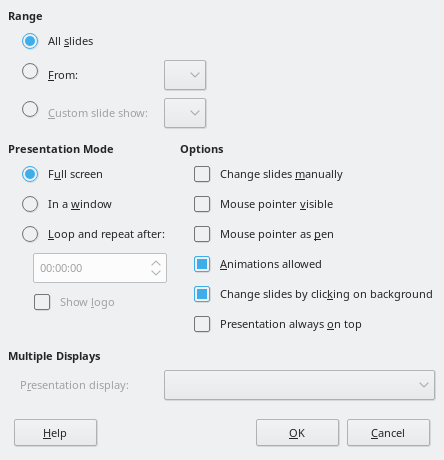 Presentation Dialogue Box