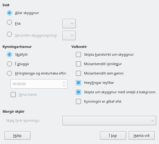 Presentation Dialog