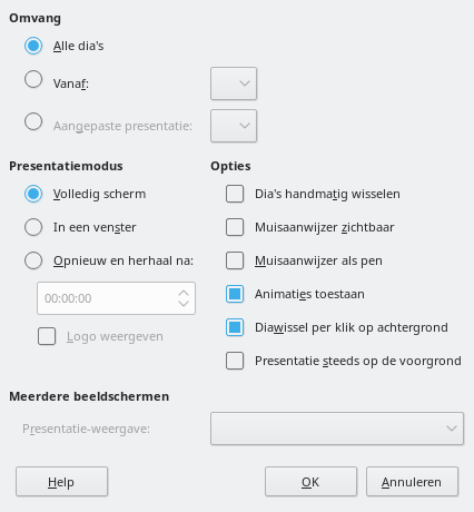Dialoogvenster Presentatie