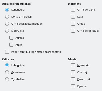 Impressen inprimatze-aukeren elkarrizketa-koadroa