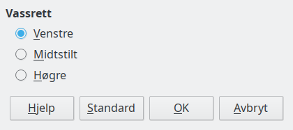 Dialogvindauge for justering