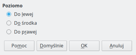 Okno dialogowe wyrównania