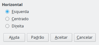 Caixa de diálogo Alinhamento
