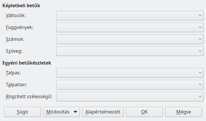 Betűtípus párbeszédablak