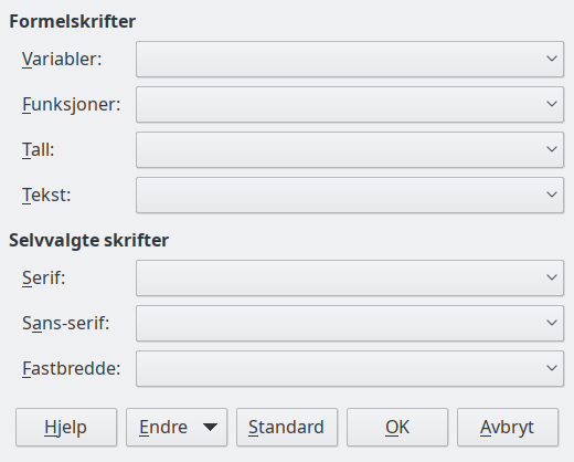 Dialogvindau for skrifttype