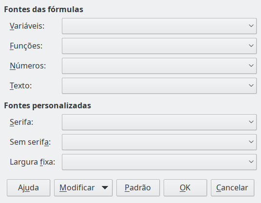 Caixa de diálogo Fonte