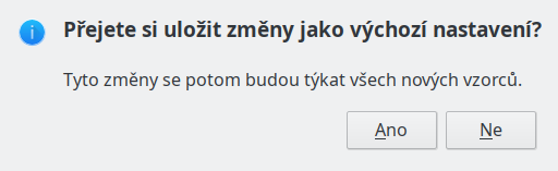 Dialogové okno Uložit výchozí nastavení
