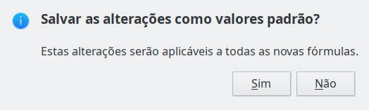Aviso de salvar padrão