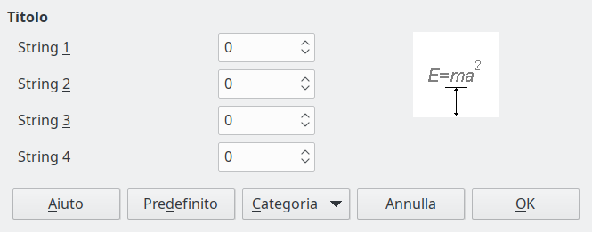 Finestra di dialogo Spaziatura