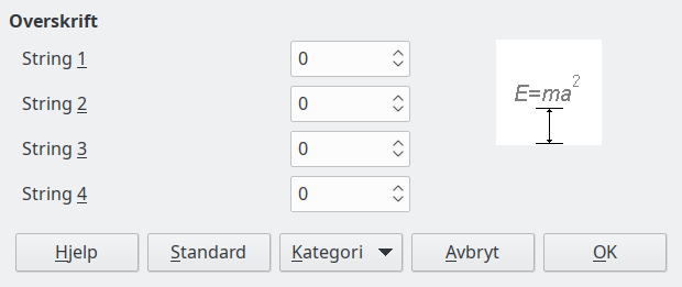 Dialogvindauge for mellomrom