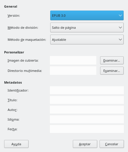 Cuadro de diálogo EPUB