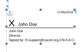 Linha de assinatura assinada