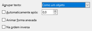 Caixa de diálogo Animação de texto