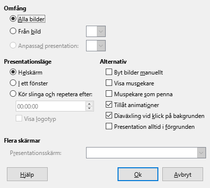 Presentation Dialog