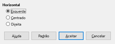 Caixa de diálogo Alinhamento