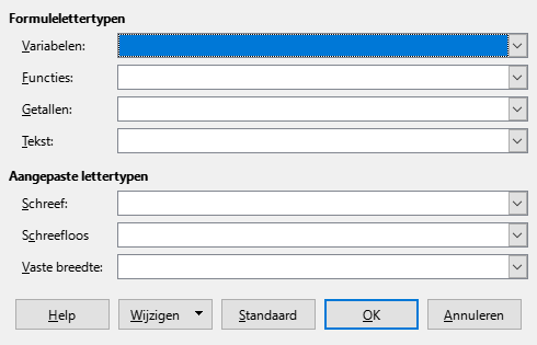 Dialoogvenster Lettertype
