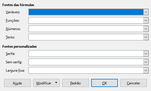 Caixa de diálogo Fonte