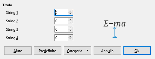 Finestra di dialogo Spaziatura