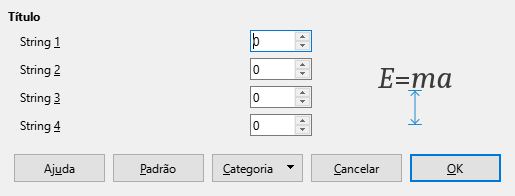 Caixa de diálogo espaçamento
