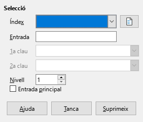 Index entry dialog