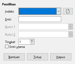 Index entry dialog