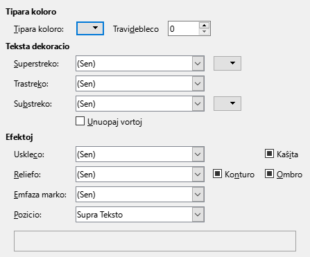 Bildo de dialogo Tiparaj efektoj